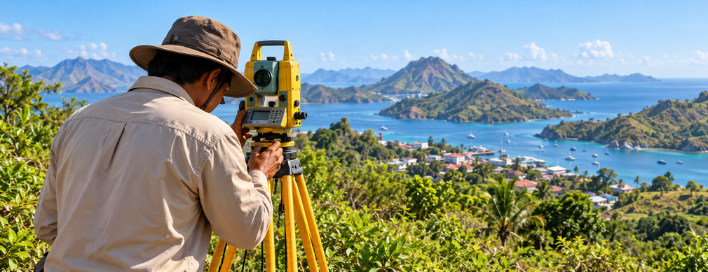 Topographic survey fieldwork in Labuan Bajo
